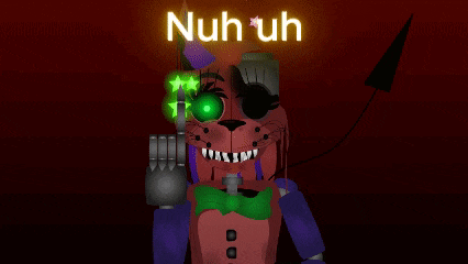 a cartoon character with a green eye and the words nuh uh behind it