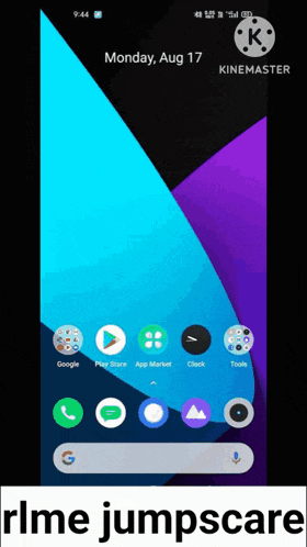 a phone screen shows the time as 9:44 on monday august 17th