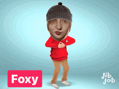 a cartoon drawing of a person with the name foxy