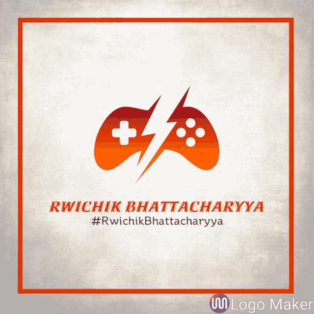 a logo for rwichik bhattacharya with a game controller and a lightning bolt