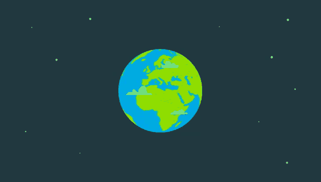 a cartoon illustration of the earth with rainbow colored lines around it