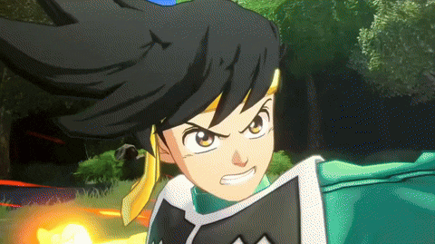 a close up of a cartoon character 's face with a shield