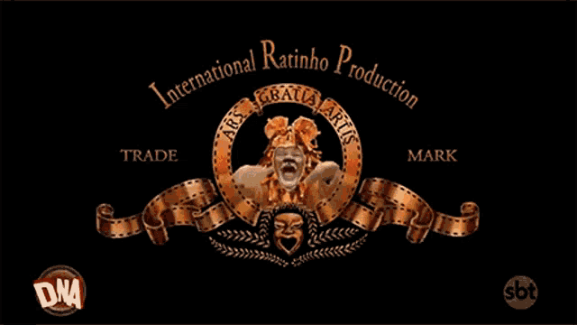 a logo for international ratinho production with a lion in the center
