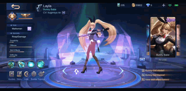 a screenshot of a video game character named layla bunny babe