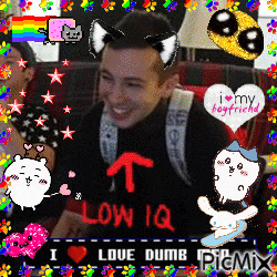 a man wearing a shirt that says low iq on it