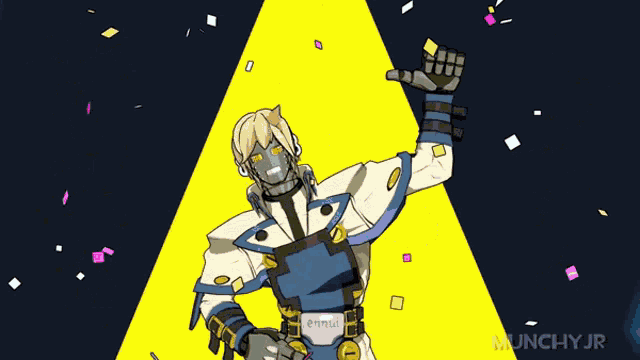 a cartoon drawing of a man with the word enmu on his chest