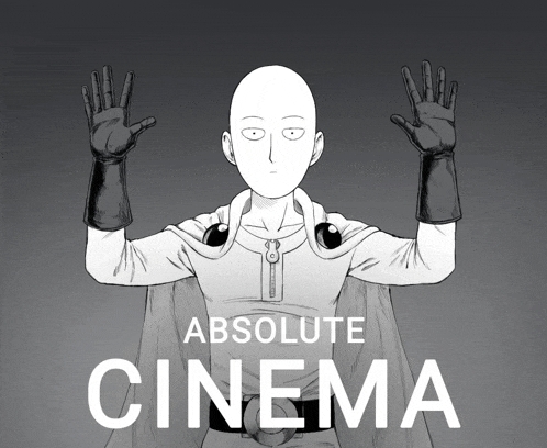 a poster for absolute cinema features a bald man