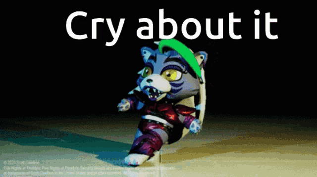 a picture of a stuffed animal with the words cry about it below it