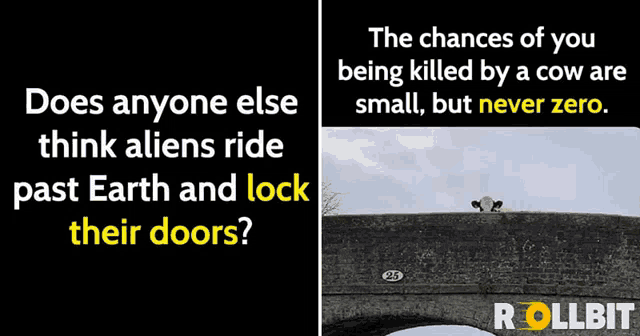 a black background with the words " does anyone else think aliens ride past earth and lock their doors " on it