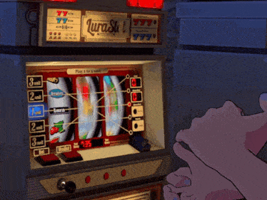 a slot machine with the word lurash on the top