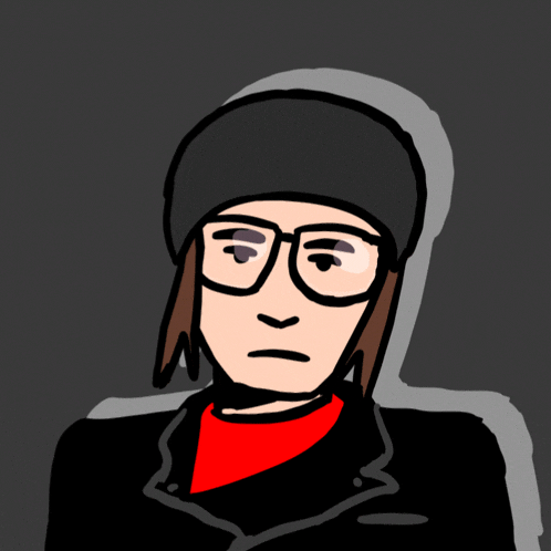 a drawing of a person wearing glasses and a beanie