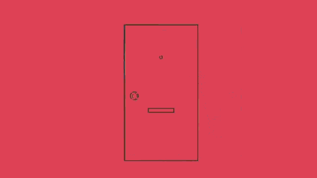 a woman in overalls is standing in front of a door