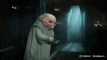 a cartoon character in a dark hallway is sponsored by minimux