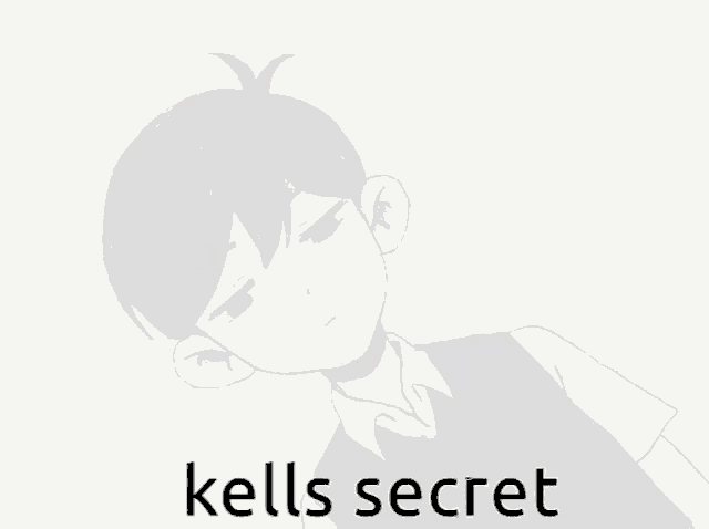 a black and white drawing of a boy with the words `` kells secret '' written on it .