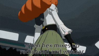 when hex mixes up radiohead and weezer is written on a cartoon