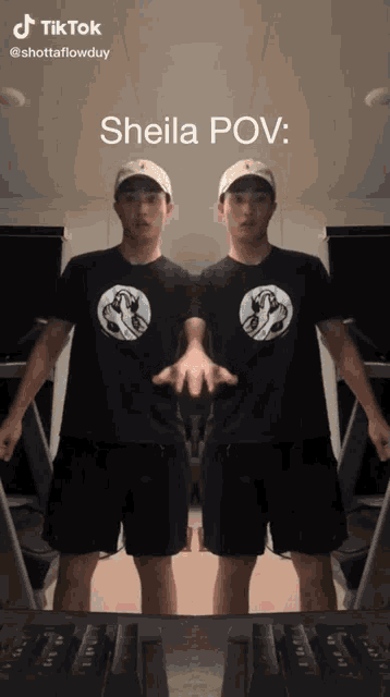 a tiktok video shows a man in a black shirt