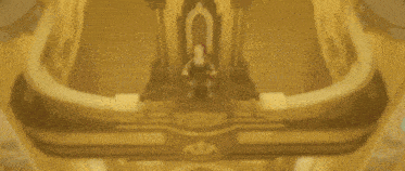 a man is sitting on a throne in a room with columns