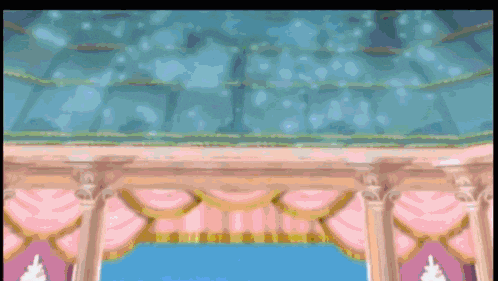 a cartoon drawing of a gazebo with a blue roof