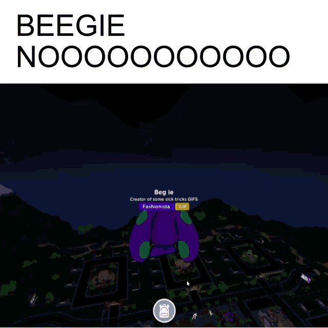 a screenshot of a video game with the words beegie noo000000 on the bottom