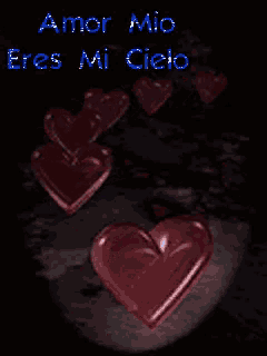 a black background with red hearts and the words amor mio eres mi cielo on it