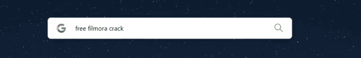 a google search for free filmora crack is displayed