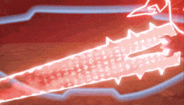 a sword with chinese writing on it is being thrown