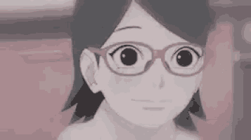 a close up of a girl wearing glasses and a white shirt .