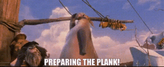 a cartoon character is preparing the plank