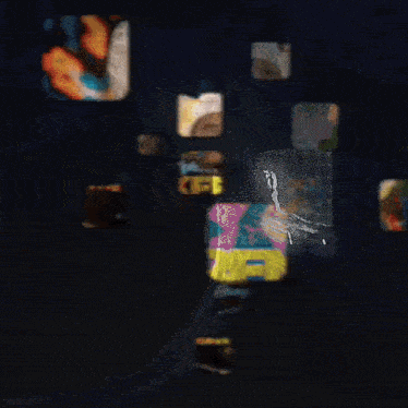 a blurry picture of a person 's face with a yellow sign that says ' netflix '