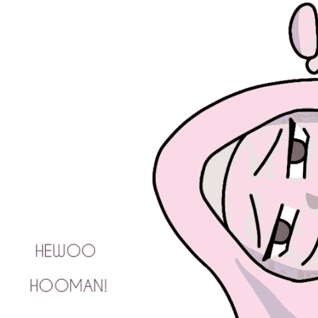 a cartoon drawing of a person with a pink hoodie on