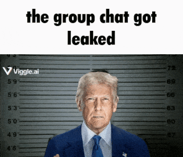 a picture of donald trump in front of a police lineup with the caption the group chat got leaked
