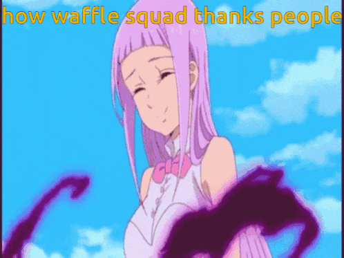 a picture of a girl with purple hair says thank you