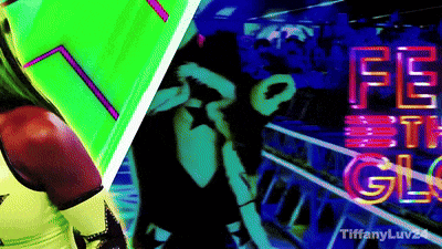 a boxing ring with a neon sign that says fe