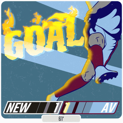an illustration of a soccer player with the word goal in flames