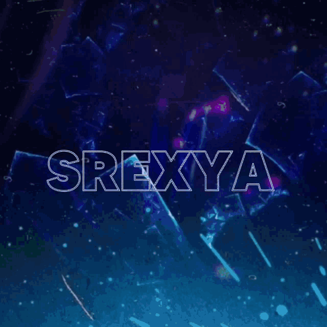 the name srexya is written on a blue background
