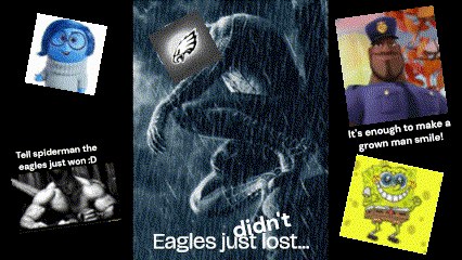 a poster that says eagles just lost with a picture of spongebob