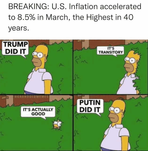 a cartoon of homer simpson talking about inflation