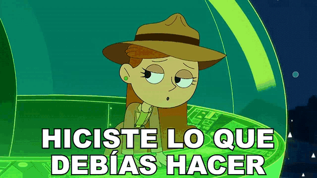 a cartoon of a girl with the words hiciste lo que debias hacer below her