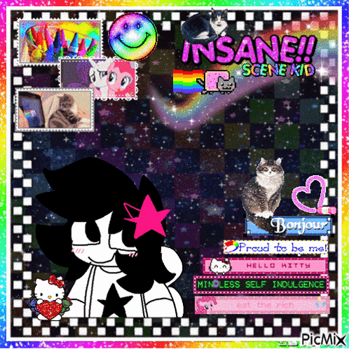 a collage of images with the words insane scene kid on the top