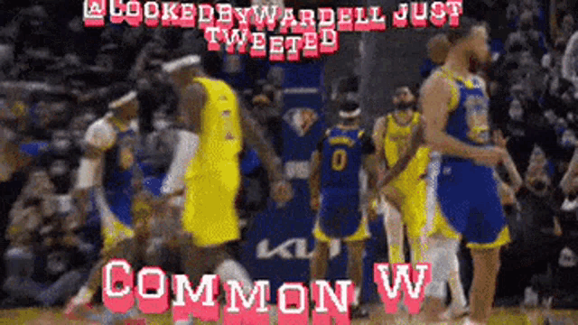a basketball game is being played with the words " looked by wardell just tweeted " on the bottom