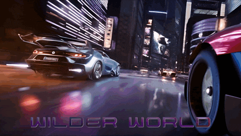 a poster for wilder world shows cars driving down a street