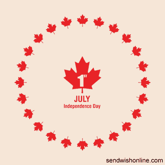 a canadian maple leaf with the number 1 on it and the words july independence day