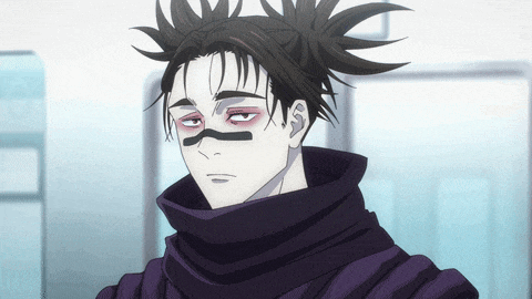 a man with a purple scarf around his neck has a black line on his face