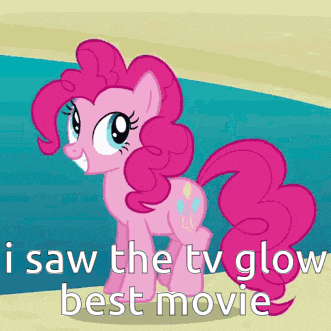 pinkie pie from my little pony is standing on a beach