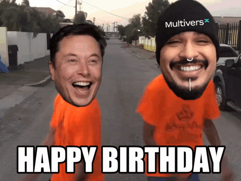 elon musk and a man wearing a hat that says multivers