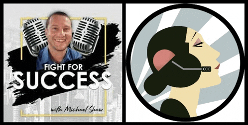 a man and a woman are on a fight for success podcast