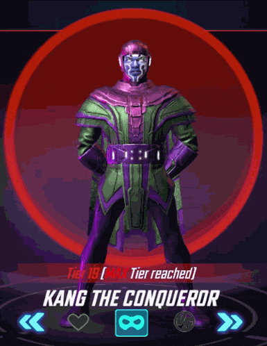 a video game character named kang the conqueror has tier 19 reached