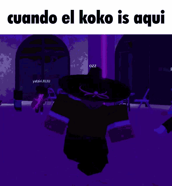 a cartoon character in a sombrero is dancing in a room with the words cuando el koko is aqui below him