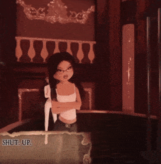 a girl in a video game says " but you ever you are shut up i 'm sure you know you 'd "
