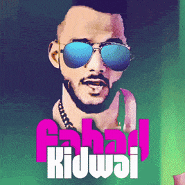 a poster of a man wearing sunglasses and the name kidwai on the bottom